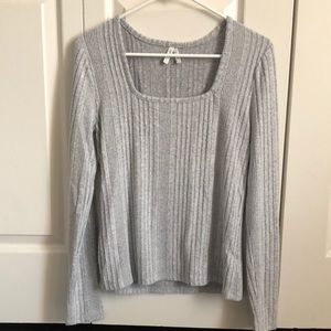 Square Neck Grey Sweater